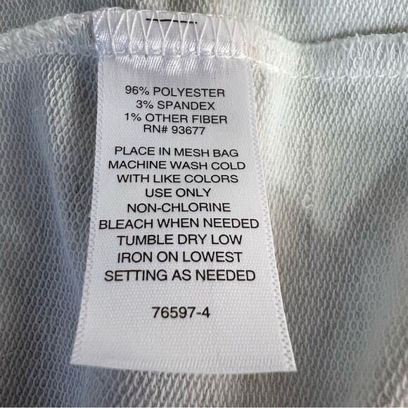 Liz Claiborne Puff Sleeve Sweatshirt Womens XS Heather Gray Rhinestone Button - Picture 7 of 7